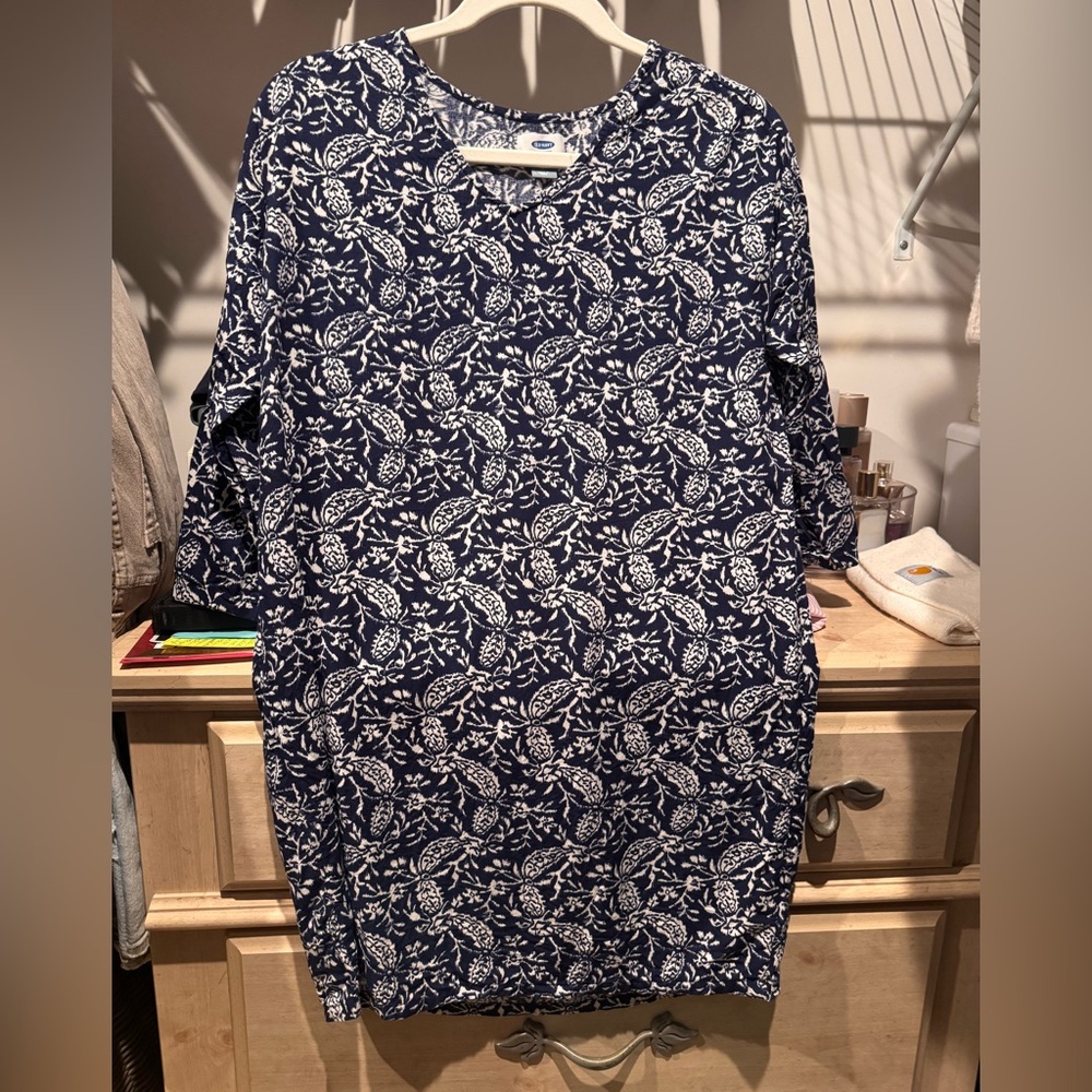 Old Navy Blue and White Patterned Dress